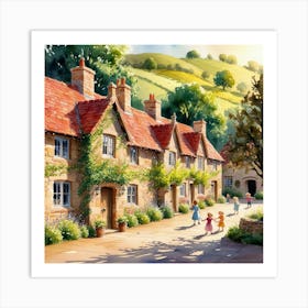 Cottages In The Village Art Print