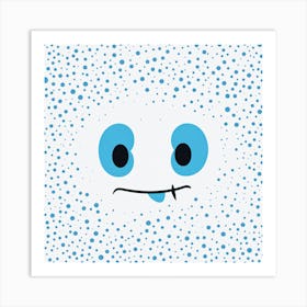Blue Polka Dot Face Art Print