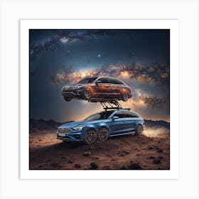 A Car Flaying in the Galaxy A54 Art Print