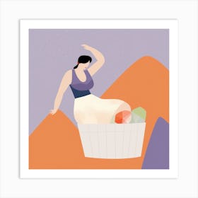 Woman In A Basket 2 Art Print