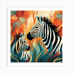 Zebras In The Jungle Art Print