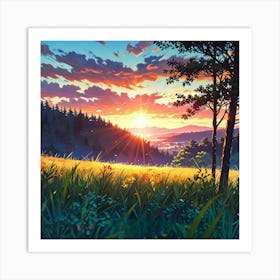 Sunset Landscape Art Print