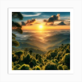 Sunrise In The Jungle Art Print