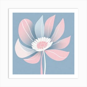 A White And Pink Flower In Minimalist Style Square Composition 187 Art Print