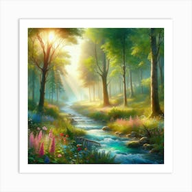 Stream In The Forest 24 Art Print