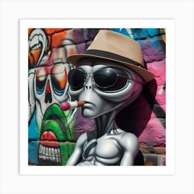 Alien Smoking A Cigarette 1 Art Print