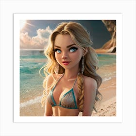 Girl On The Beach Art Print