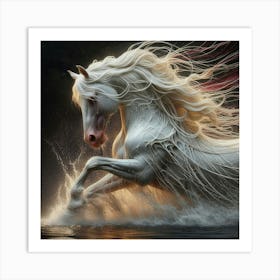 White Horse In Water 1 Art Print