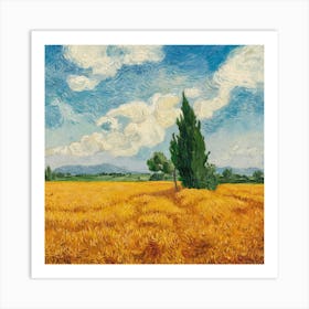 A Wheatfield With Cypresses, Vincent Van Gogh (3) 1 Art Print