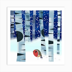 Robin Redbreast in Snow Art Print