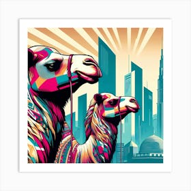 Dubai Camels Art Print