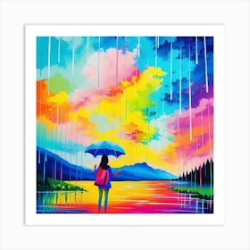 Rainbow Rain Painting Art Print