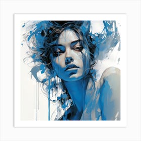 Blue Splatter Art Print