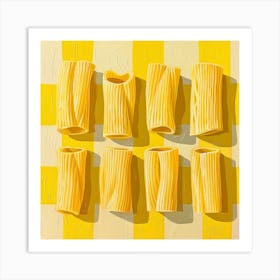 Rigatoni Pasta Yellow Checkerboard Art Print