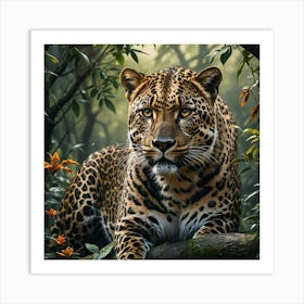 Leopard in the forest Art Print