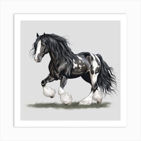 Monochrome Gypsy Vanner Horse Art Print