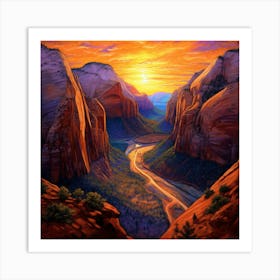 Sunset In Zion 11 Art Print