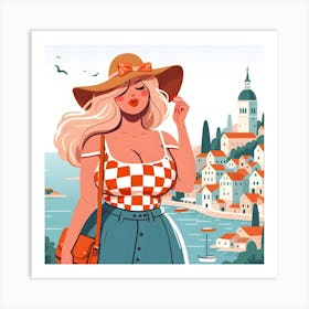 Croatian Girl In Hat Art Print