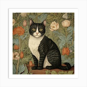 Cat With Flowers 1 Art Print