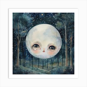 Moon In The Woods 1 Art Print