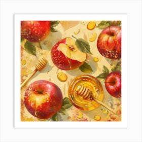 Rosh Hashanah Banner Texture With Apples And Hon 1718395864 4 Art Print