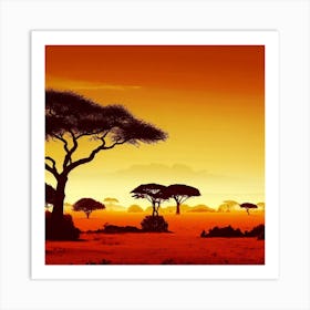 Acacia Trees At Sunset Art Print