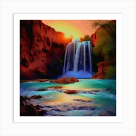 Sunset At The Falls Art Print