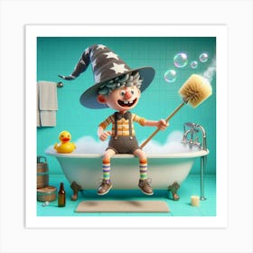 Wizard In The Bath 2 Art Print