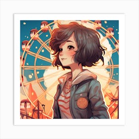 Girl At The Ferris Wheel Art Print