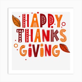 Happy Thanksgiving Cute Design Women Girls Art Print