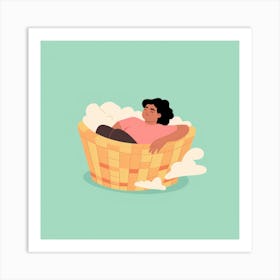 Woman Sleeping In A Basket 1 Art Print