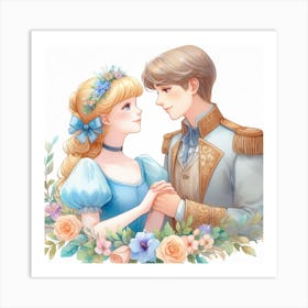 Cinderella and the Prince 2 Art Print