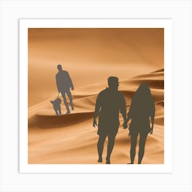 Silhouettes In The Desert Art Print