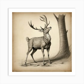 Deer Drawing 12 Art Print