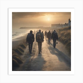 People Walking On The Beach 3 Art Print