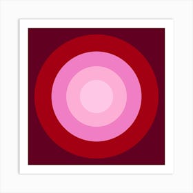 Abstract Pink and Red Circle Pattern Art Print