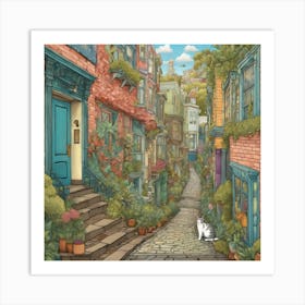 Cat On The Street Art Print