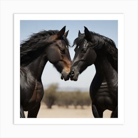 Two Horses Kissing Art Print