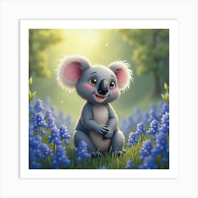 Koala In A Field Of Bluebells 1 Art Print