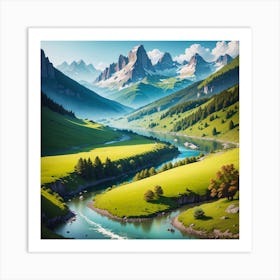 Valley In The Mountains 1 Art Print