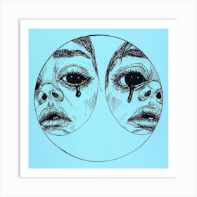Two Crying Faces Art Print