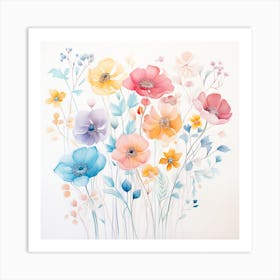 Pastel Colorful Flowers 2 Art Print