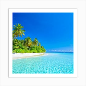 Relax Ocean Plant Idylli Holiday Coastline Beautiful Calm Shore Blue Paradise Sunlight N (22) Art Print