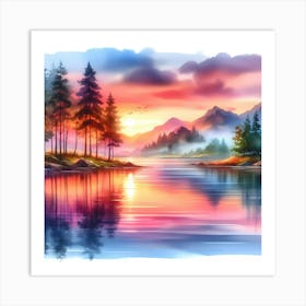 Watercolor Landscape Painting 7 Art Print