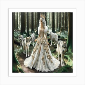 Wolf Woman In The Woods Art Print