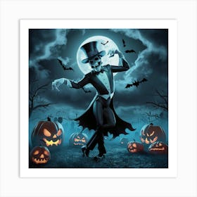 Skeleton Dancer Halloween 1 Art Print