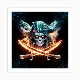 Pirate Skull with Flamed Blades Art Print