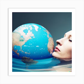 Swimming with the earth Art Print