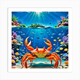 Crab Under The Sea 1 Art Print