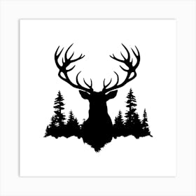 Deer Head Silhouette Art Print
